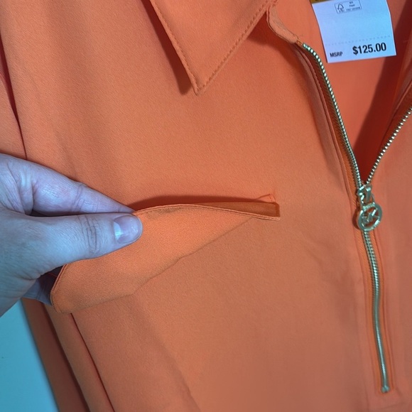 Michael Kors Orange Long Sleeve Collar Blouse - Picture 5 of 7